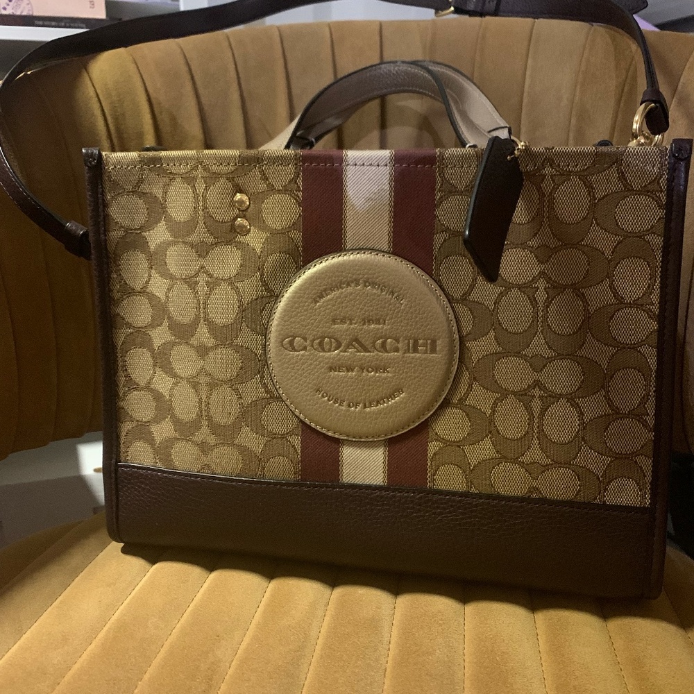 Coach Dempsey Carryall In Signature Jacquard With Stripe And Coach Patch